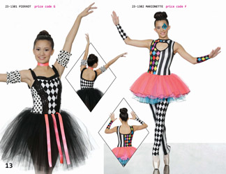 Harlequin diamond black white ballet character costume