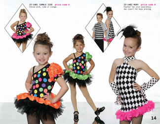 Multi color pocka dot ballet dance dress pink orange lime diamond print black white dot